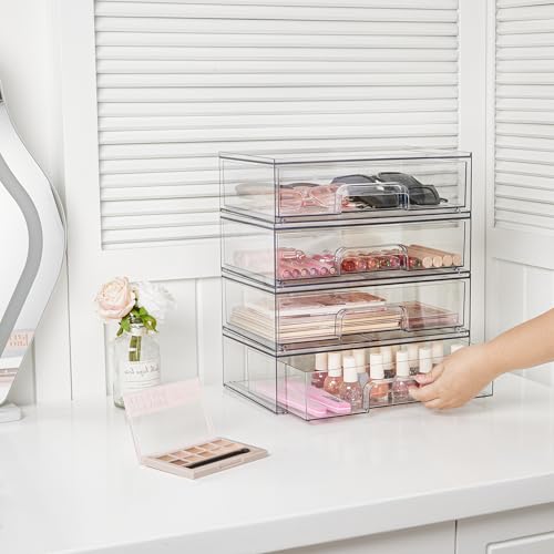 12.1''W Clear Stackable Storage Drawers (3 Count)
