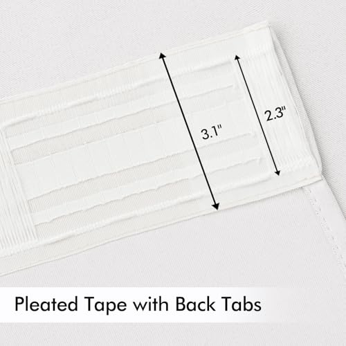 Pure White Back Tab Blackout Curtains 52x63 Inches Long 2 Panels Set (2 Count)