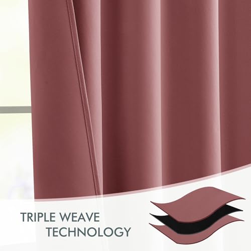 Dusty Rose Back Tab Blackout Curtains 52x96 Inch Long 2 Panels Set (2 Count)