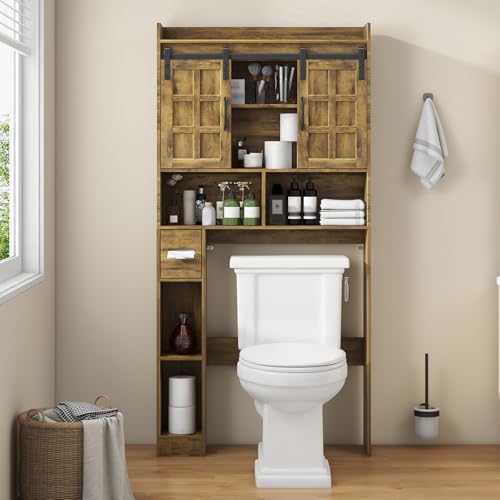 Over The Toilet Storage Cabinet with Sliding Doors
