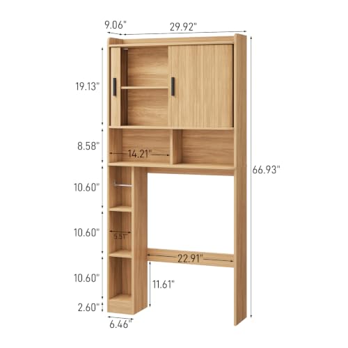 Over The Toilet Storage Cabinet with 2 Tambour Sliding Doors