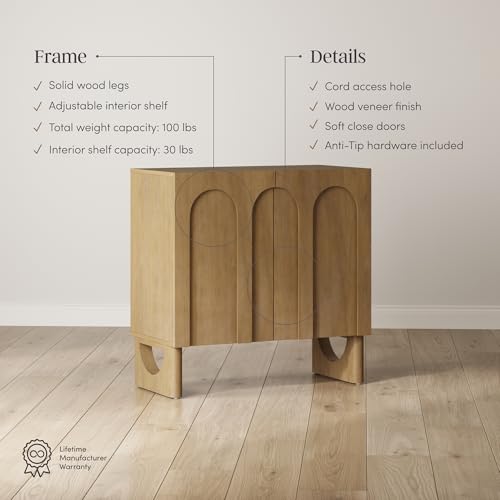 Jett Mid Century Modern Wood Credenza Storage Cabinet