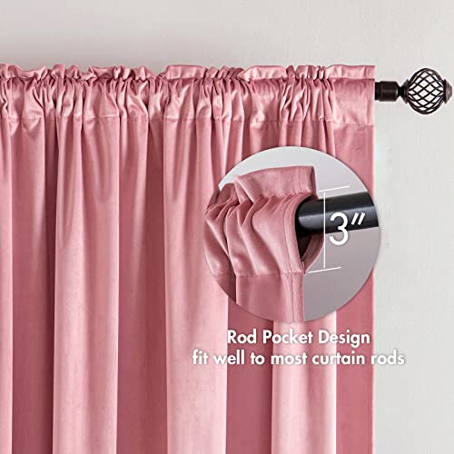 Pink Blackout Velvet Curtains Drapes 84 Inch Long 52"x84" Bedroom