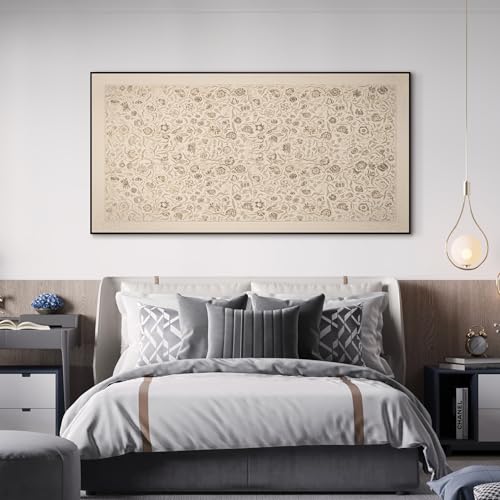 24"x46" Extra Large Framed Wall Art Vintage Botanical Sketch with Detailed Floral Pattern