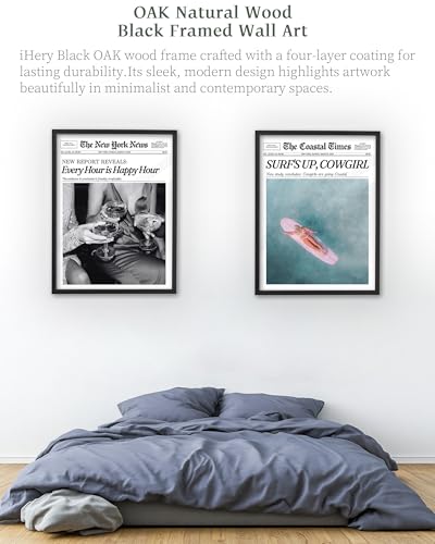 16x20in Every Hour Is Happy Hour Black Framed Newspaper Wall Art