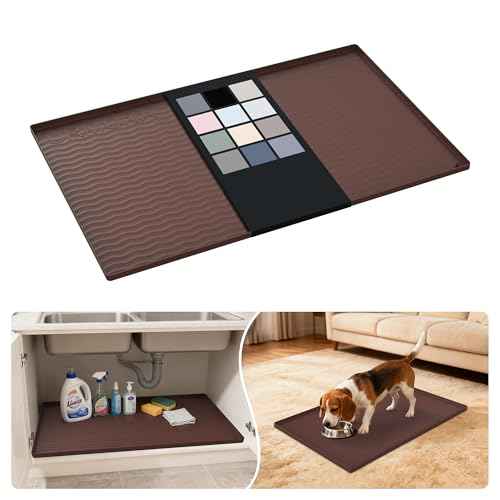 Waterproof Silicone Under Sink Mat 34'' x 22'' Shelf Liner for Kitchen and Bathroom