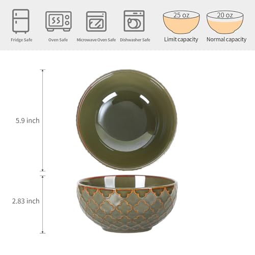 Sureasy 25oz Ceramic Cereal Bowls Set of 4 (4 Count)