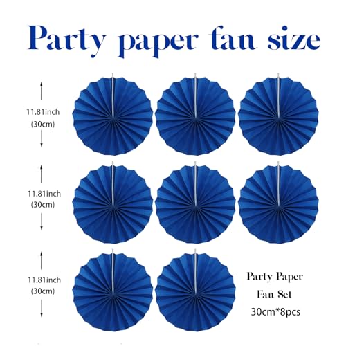 Blue Birthday Decorations DIY Blue Paper Fans Hanging Decoration 12in (30 Count)