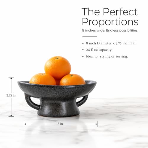 Stoneware Bowl with Handle and Base