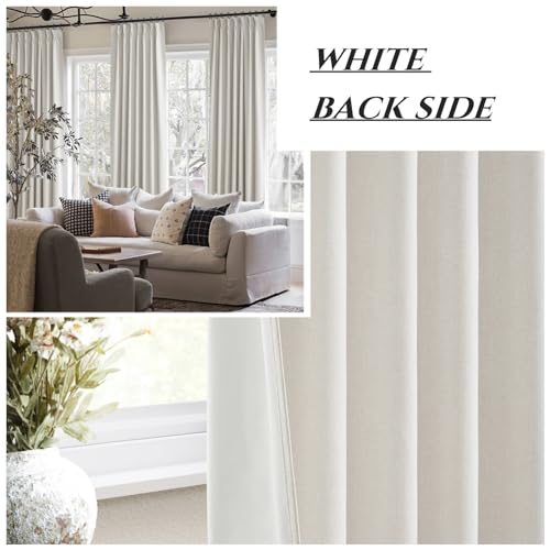 Short Linen Blackout Curtains for Bay Windows 48 Inch Length Bedroom