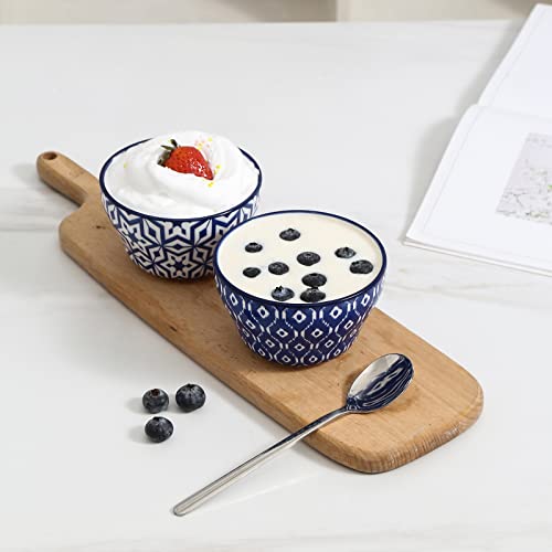 Ceramic 8oz Bouillon Cups 4 Inch Small Bowls (6 Count)