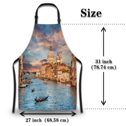 Garden Apron for Women Sunset in Venice Fun Aprons for Men for Kitchen Cooking Restaurant BBQ Painting Crafting Gardening 27”