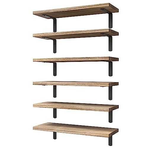 Floating Shelves Set of 6 for Wall Decor & Storage (6 Count)