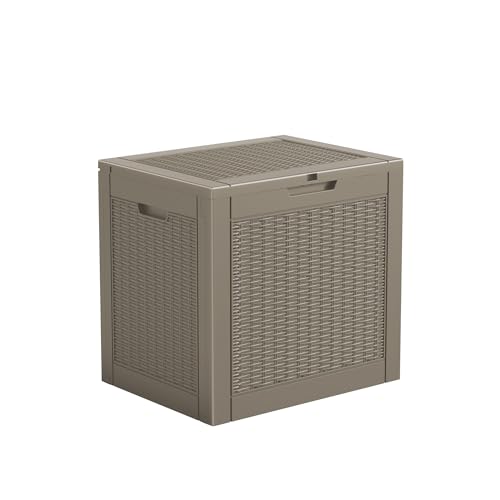34 Gallon Deck Boxes Resin Outdoor Storage Box UV Resistant Outside Deck Box with Lockable Lid for Patio Furniture