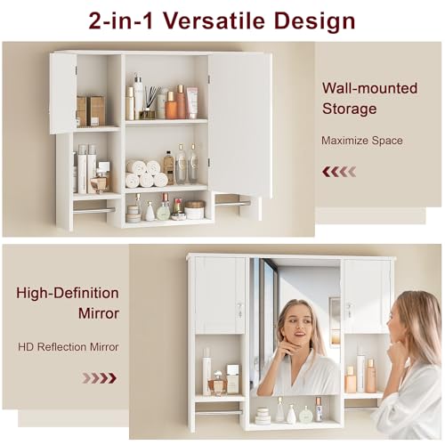Large Bathroom Wall Cabinet with Mirror