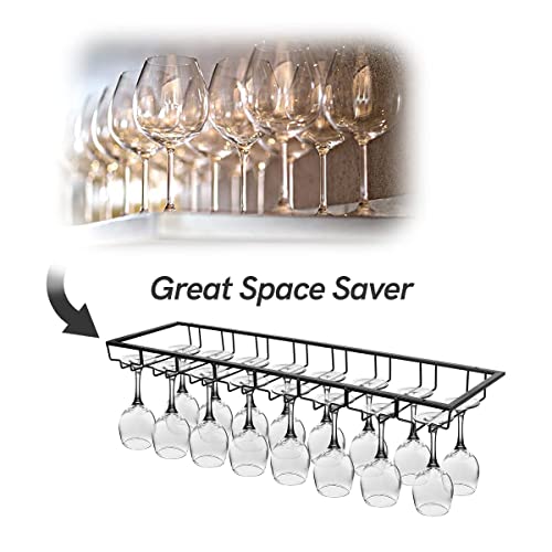 8 Row Wine Glass Rack Under Cabinet Large Capacity