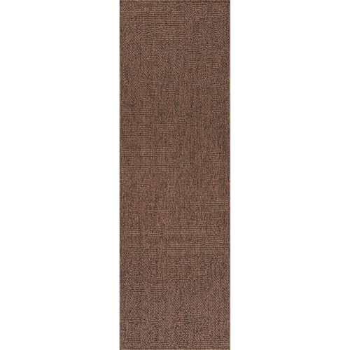 Easy Jute Runner Rug Brown Solid Boho Woven Design Easy