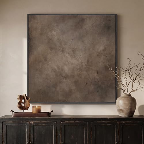 Framed Neutral Brown Abstract Canvas Wall Art for Living Room
