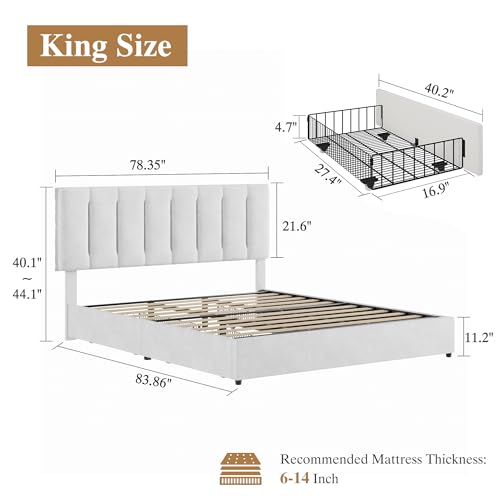 King Size Bed Frame with 4 Storage Drawers