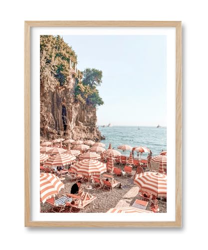 12x16IN Amalfi Coast Framed Wall Art Positano Canvas