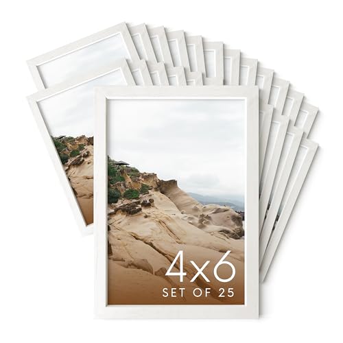 4x6 Natural White Wood Photo Frame Set of 25
