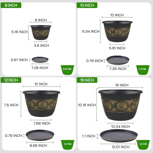 10 Inch Plant Pots (4 Count)