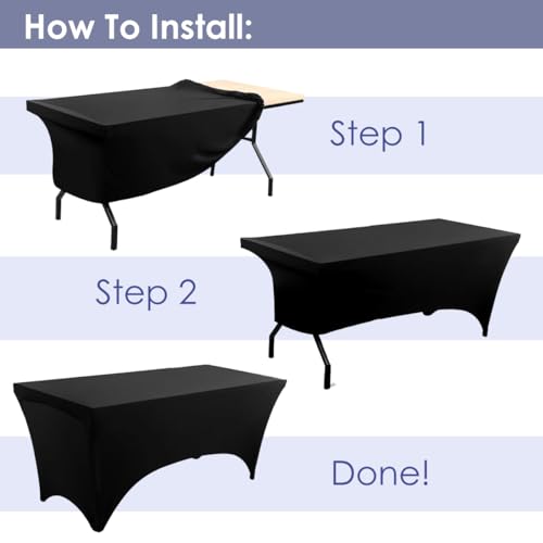 2 Pack 8ft Black Spandex Tablecloth (2 Count)