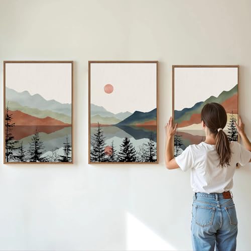 Boho Mountain Framed Canvas Wall Art Set (3 Count)
