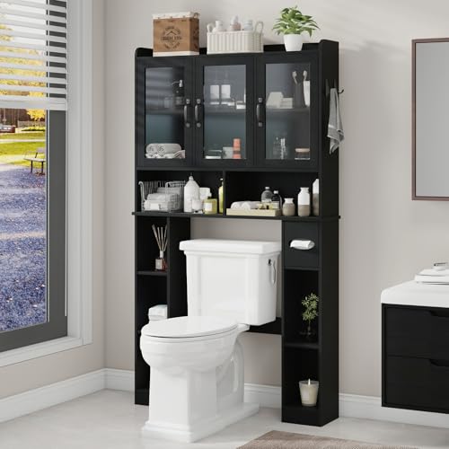 Over The Toilet Storage Cabinet with Glass Doors