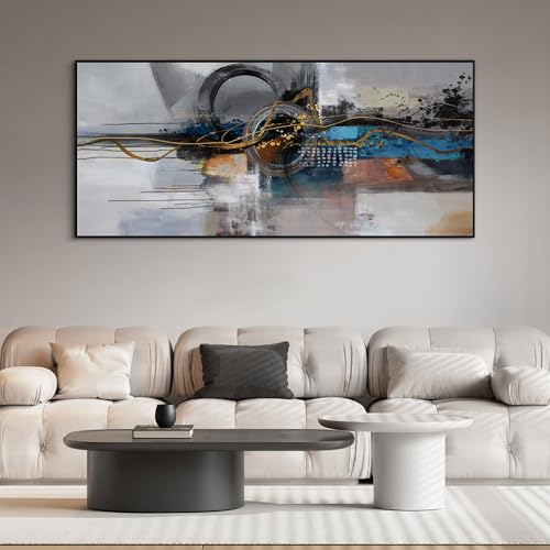 Abstract Wall Art for Men Large Framed Canvas Picture in Greys