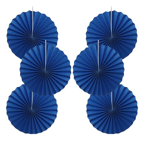 Blue Birthday Decorations Blue Paper Fans Hanging Decoration 16in (30 Count)