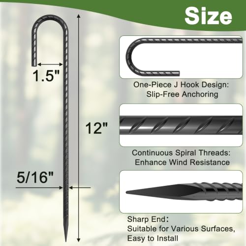 12 Inch J Hook Rebar Stakes 55 Pcs (55 Count)