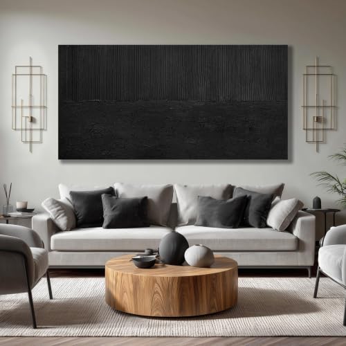 Extra Large Wall Art For Living Room Abstract Painting Wall Decor For Office Black Canvas Wall Art For Hotel 36 x 72 Inch