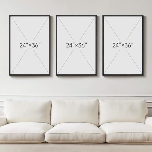 Large Framed Beige Orange Abstract Wall Art for Living Room (3 Count)
