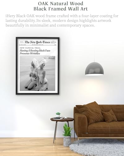 12x16in Funny Beach Girls Black Framed Newspaper Wall Art