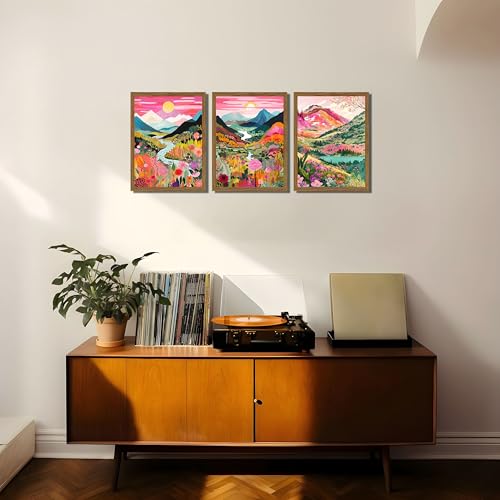 Boho Colorful Mountain Wall Art Set of 3 (3 Count)