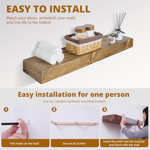 Floating Shelves 3 inch Thick for Wall Set of 2 (2 Count)