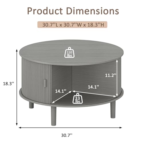 Fluted TV Stand and Coffee Table Set of 2 (2 Count)