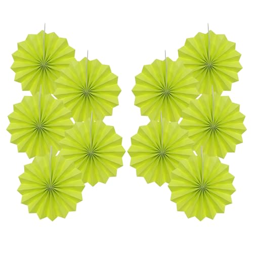 Green Graduation Party Decor 8in Hanging Paper Fan Set DIY 10Pcs