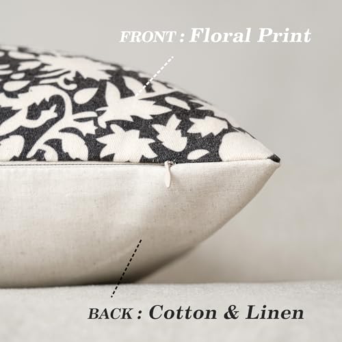 Set of 2 Decorative Neutral Floral Throw Pillow Covers Accent Farmhouse Cushion Covers Boho Vintage Pillowcase for Couch Sofa Bedroom Living Room Home Decor20×20 Inch (2 Count)