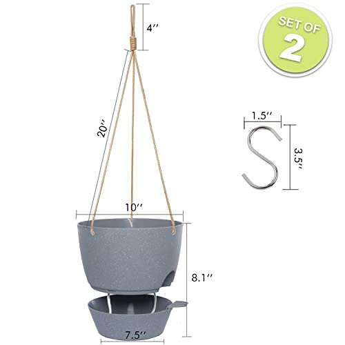 10 Inch Self Watering Hanging Pots (2 Count)
