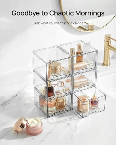 10 Pack Small Clear Stackable Storage Drawers (10 Count)