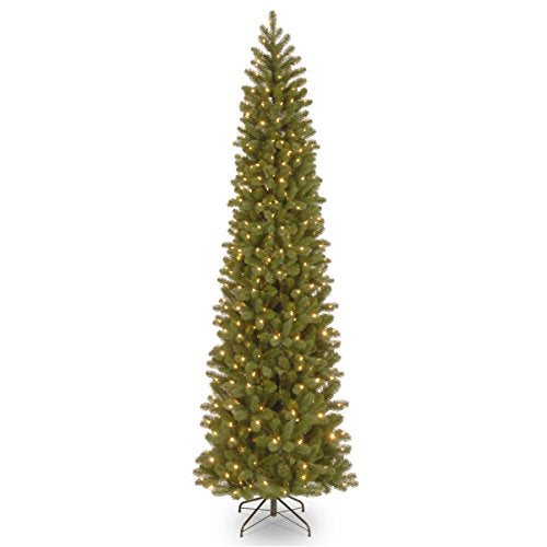 9ft Pre Lit Downswept Douglas Fir Slim Christmas Tree