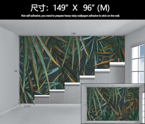 Dark Green Leaf Wallpaper Tropical Abstract Leaves Wall Mural