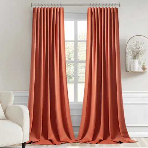 Fall Burnt Orange Back Tab Blackout Curtains 52"x108" Length 2 Panel (2 Count)