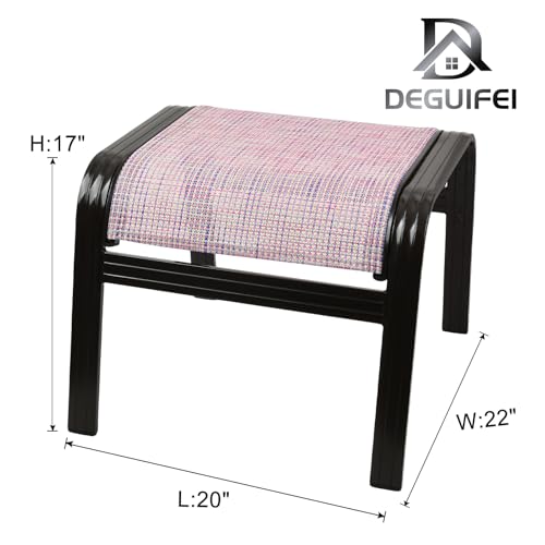 Assembled Patio Outdoor Ottoman Set of 2 Aluminum Outdoor Footstool Pink (2 Count)