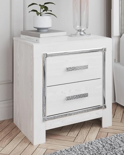 Altyra White Nightstand with Charging Station