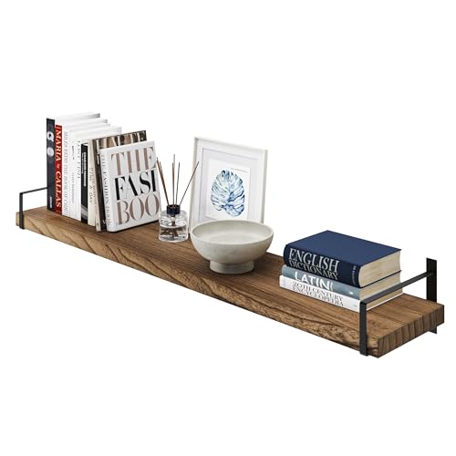 Toledo 48 inch Floating Shelf with Heavy Duty Bookend Brackets