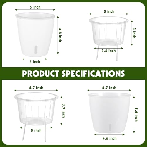8 Pack 5 Inch Self Watering Pots (8 Count)