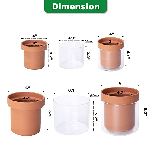 4 Inch 6 Inch Self Watering Planter Pots (2 Count)